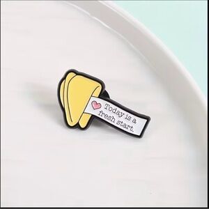 Yellow Fortune Cookie Enamel Pin - Today Is A Fresh Start